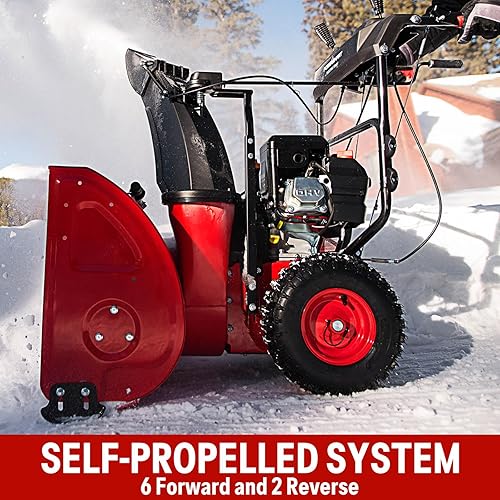 Miniatura 6 de PowerSmart Soplador de nieve de 26 pulgadas, motor B&S de 2 etapas de 208 cc con arranque eléctrico, luz LED, calentador de manos, autopropulsado