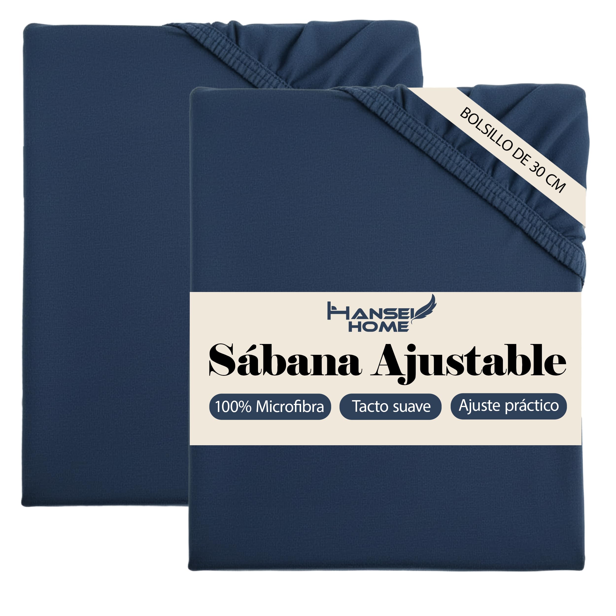 H HANSEL HOME Sábana Bajera Ajustable, Microfibra Transpirable y Suave, Altura 30 cm, Elástico 360° - Sábana Bajera 180x190/200cm – Blanco — view 12