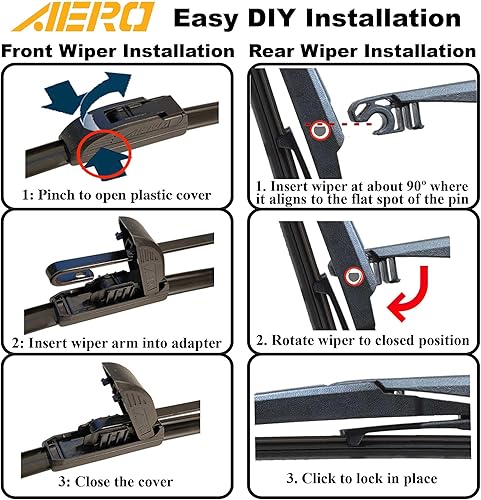 Miniatura 8 de AERO Repuesto de limpiaparabrisas para Honda CR-V CRV 2022-2017, 26 + 17 pulgadas delanteras + 12 pulgadas traseras, para todas las estaciones con