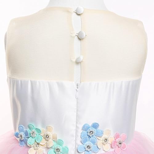 Miniatura 4 de Vestido de unicornio para niñas, disfraz de unicornio, vestido de princesa de concurso para fiestas, cumpleaños, Navidad, vestido largo con