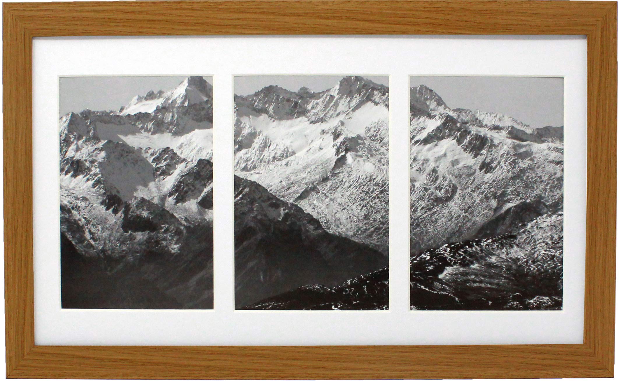 8x14 Natural Collage Gallery Picture Frame with Three 4x6 Inch Openings - Includes Both Attached Hanging Hardware and Desktop Easel - Display Three 4 x 6 Inches Photos Horizontal or Vertical