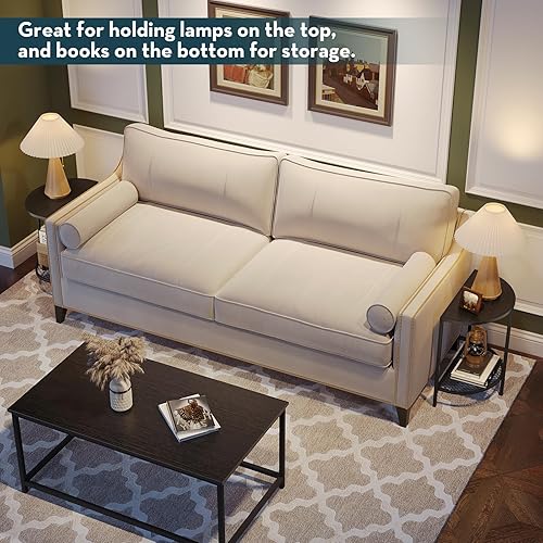 Miniatura 6 de SAYGOER Mesa auxiliar negra de 19.7 pulgadas, mesas auxiliares de media luna de 18.7 x 10.4 pulgadas, mesas auxiliares pequeñas para sala de estar,