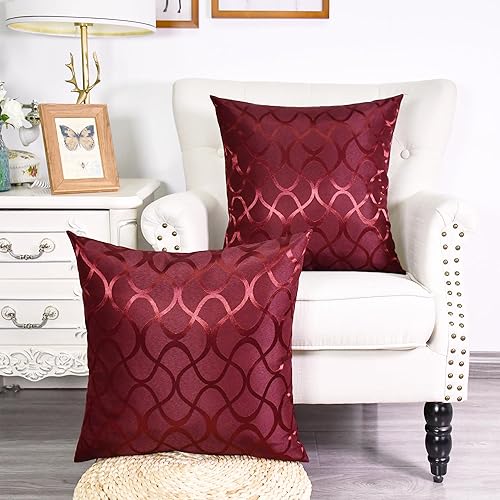 Miniatura 5 de CaliTime Juego de 2 fundas de cojín modernas, brillantes y opacos, con forma de onda, geométricas abstractas, para sofá, cama, sofá, decoración de