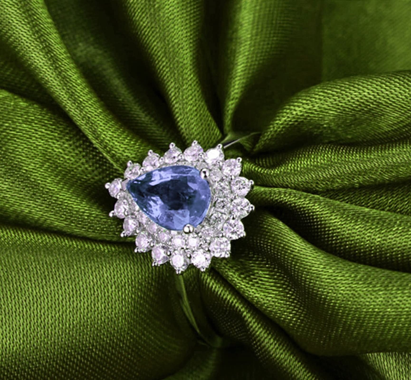 Anillo de compromiso de plata de ley 925, con forma de gota, circonia morada, plata de ley S925, anillo de pareja, anillo de boda, joyería auténtica, tamaño 47-65