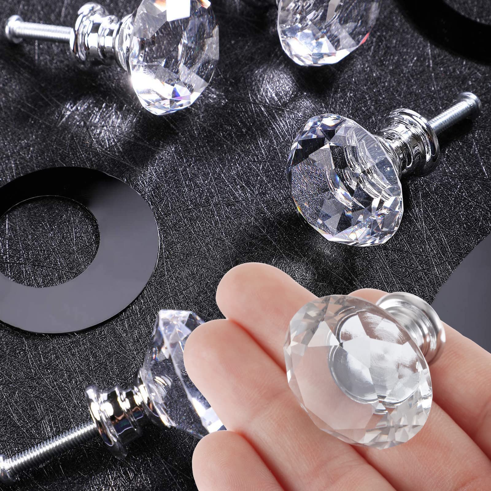 16 Pcs Clear Crystal Glass Door Drawer Kitchen Cabinets Dresser Knobs Cupboard Drawer Cabinet Kitchen Handles 16x35mm