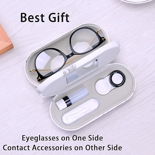 Miniatura 4 de Muf - Estuche portátil 2 en 1 para lentes y lentes de contacto, diseño de doble uso con espejo integrado, pinzas y botella con solución incluidas