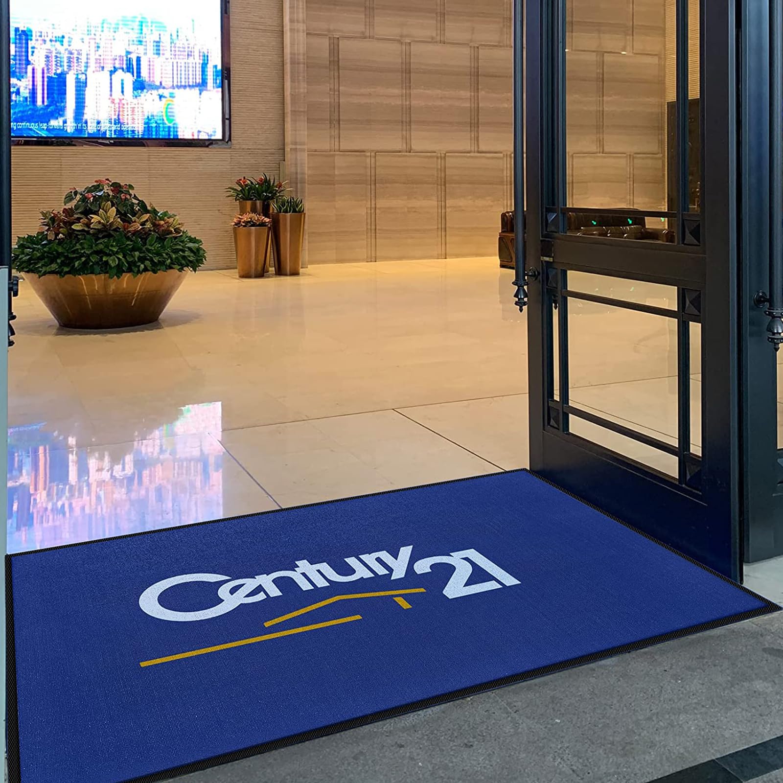 ALLEVI Commercial Grade Indoor Outdoor Entrance Mat 6' Length X 4' Width 6MM Thick Customized Logo Text Carpets for Home Garden Business Elevator