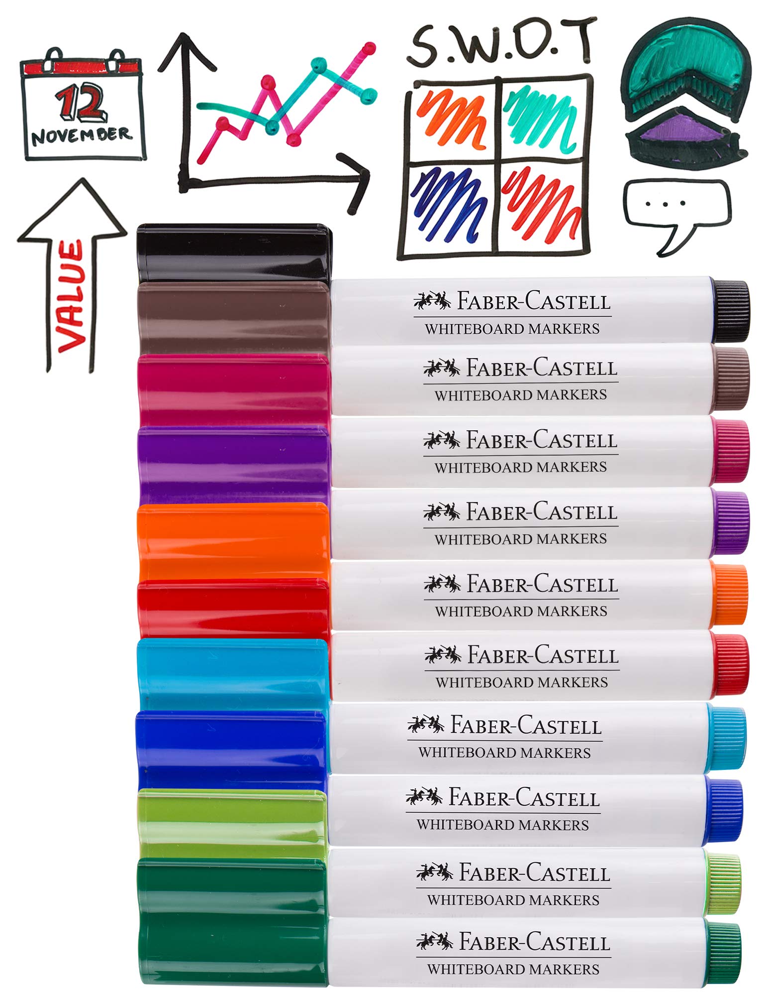 Faber-Castell Marcadores Rotuladores para Pizarra Blanca (10 unidades)