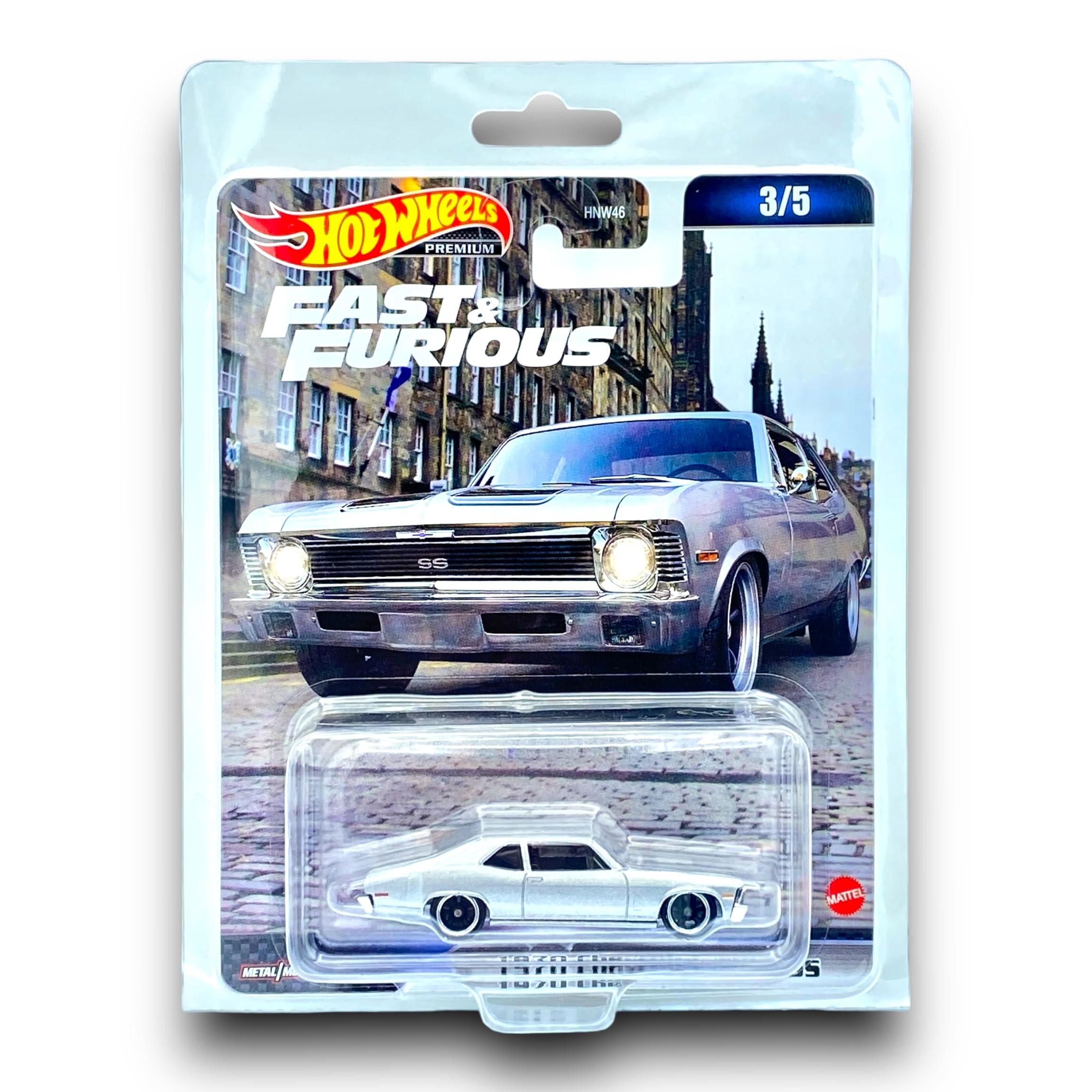 Hot Wheels, 1970 Chevrolet Nova SS (Silver), Fast & Furious 3/5-2024, (Premium Car Culture Real Riders)