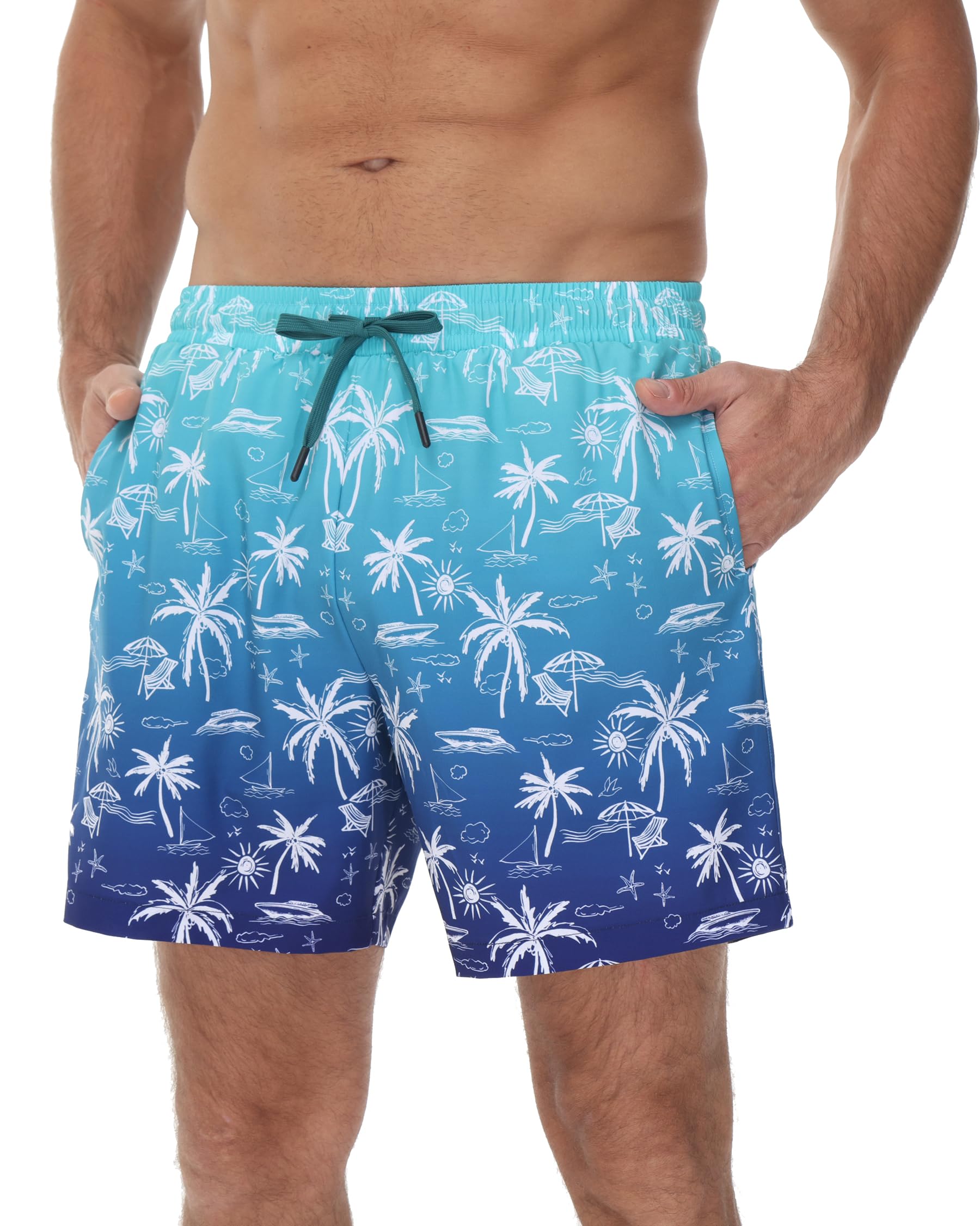 MOCOLY Bañador Hombre Shorts de Natación de Secado Rápido Estampados con Forro de Malla Elástica Bañador Piscina Pantalones Cortos de Verano para Natación Surfing Voley Playa Vacaciones en el Mar