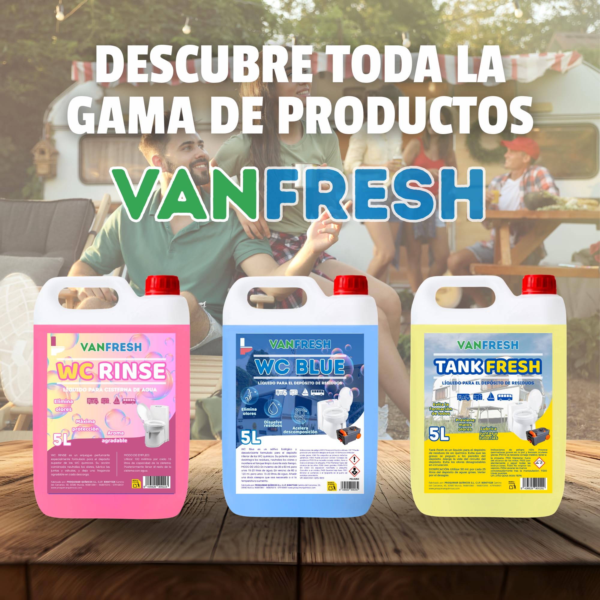 Vanfresh WC Rinse – Líquido para Cisterna de WC Químico 5L | Aroma Intenso y Frescor Duradero para Inodoros Portátiles, Autocaravanas y Camping