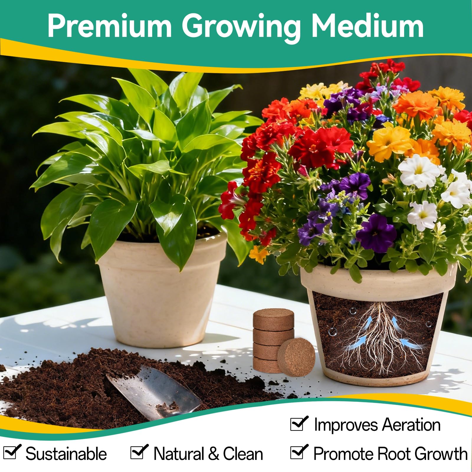 ZeeDix 100 piezas (30 mm) de tierra comprimida de fibra de coco para macetas, fibra de coco mediana, tierra de coco para plantar en interiores o exteriores, bonsái, hierbas, plantas, flores y verduras