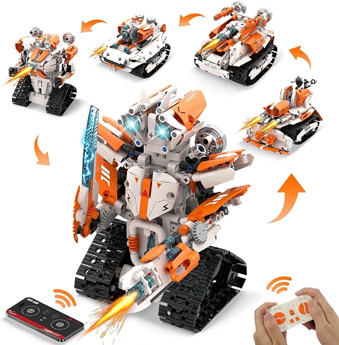 Amazon.com: 5 in 1 STEM Robot Building Kit, App & Remote Control Robot ...
