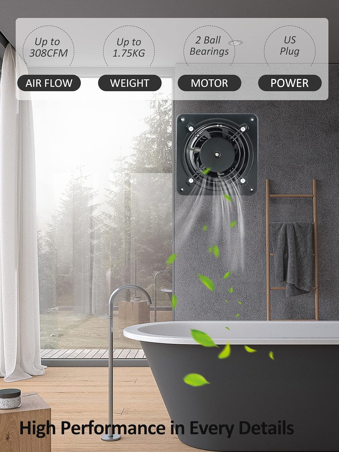 Buy 6 Inch PlugIn Exhaust Fan, Hose Vary 38W 308CFM ThroughWall Fan