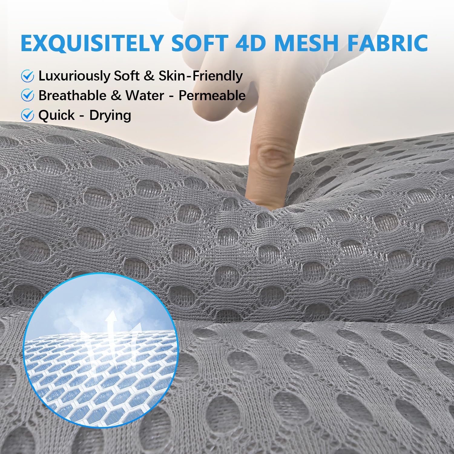 REEZEIVI Bath Pillows For Tub,Bath Pillow With 6 Non-Slip Suction Cups,Soft 4D Mesh Fabric,Bathtub Pillows For Tub Neck And Back Support,Extra Thick Luxury Bathtub Pillows,White