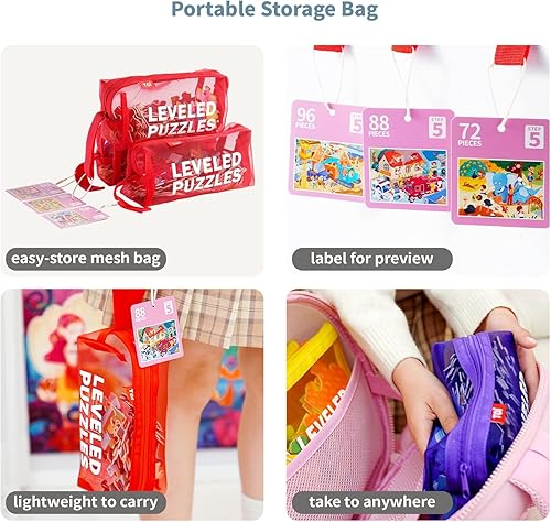 Miniatura 5 de TOI Rompecabezas nivelados para niños de 4 años en adelante, rompecabezas de aprendizaje preescolar, juego educativo de piezas grandes para niños y