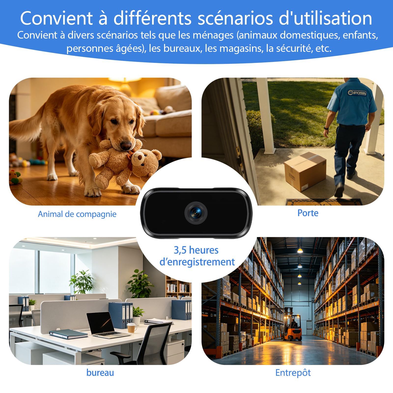 Mini caméra,caméra de Surveillance Haute définition 1080P,Taille compacte,avec détection de Mouvement,Vision Nocturne,Fonction d'enregistrement en Boucle,adaptée à la Maison au Bureau au mag