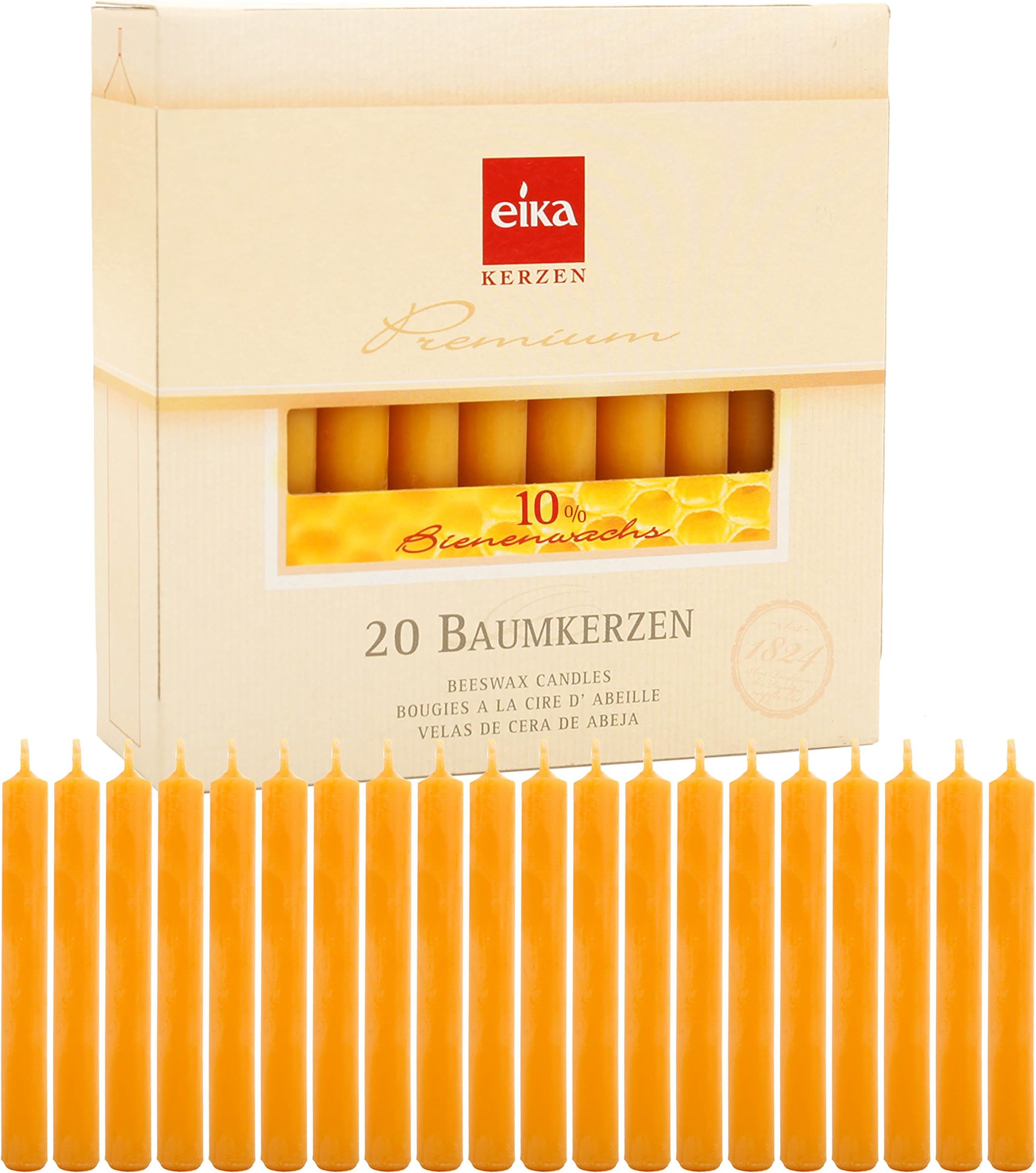 Eika10 Percent Beeswax Tree Candles, 10.5 cm (Box of 20)