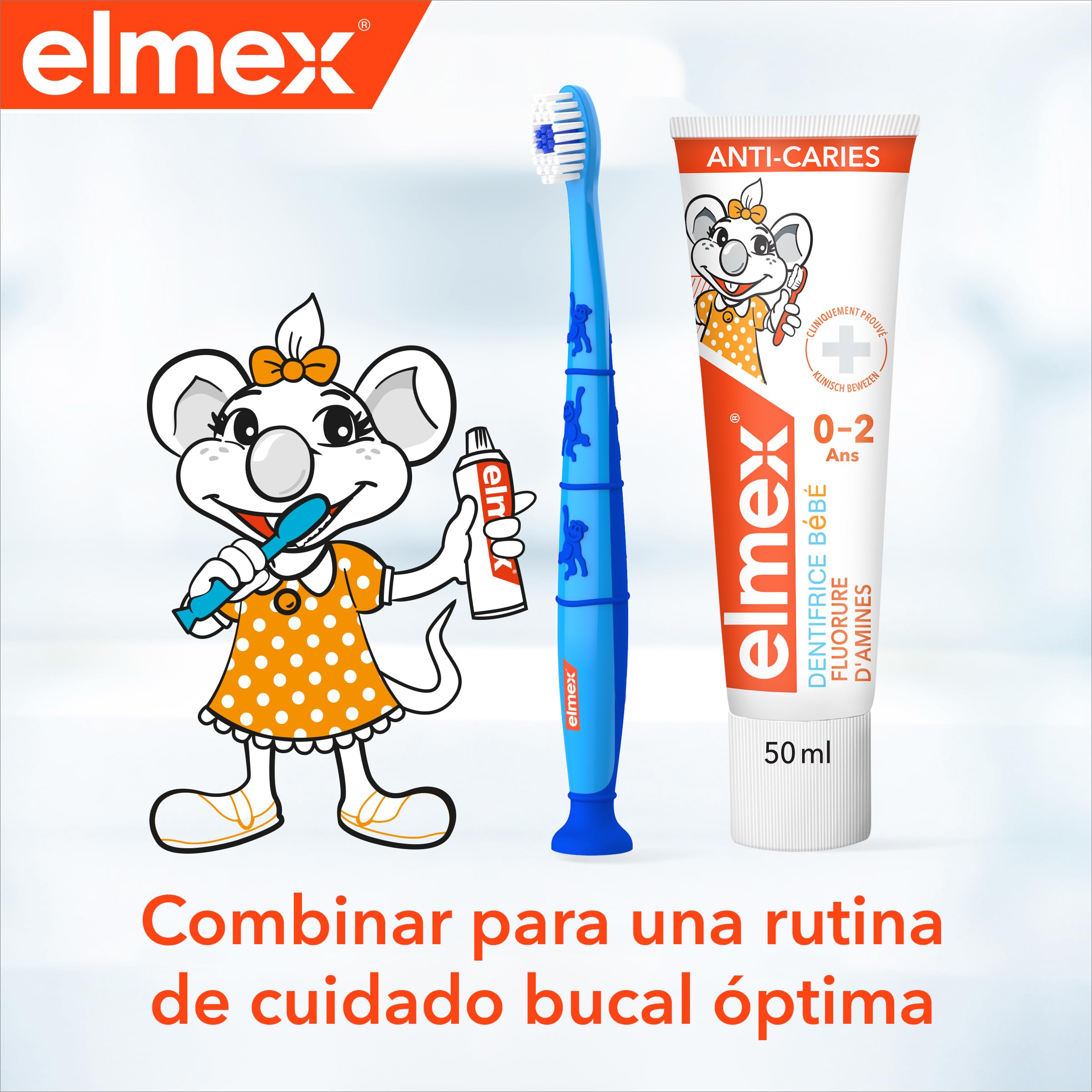 Elmex Niños Protección Caries Pasta de Dientes Infantil, 1 Ud x 50 ml, Protege contra la Caries, Dentífrico para Niños 0-6 Años, Contiene 1000ppm de Fluoruro de Amina