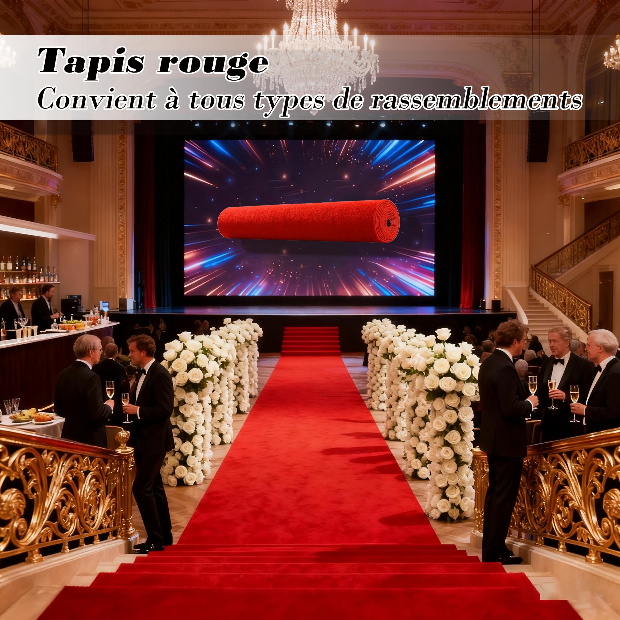 Tapis Rouge Extra Épais 1x10m Tapis de Passage Rouge pour Fêtes & Événements Anti-Dérapant Lavable en Machine Tapis de Couloir de Mariage pour Demandes en Mariage Noël,Thanksgiving