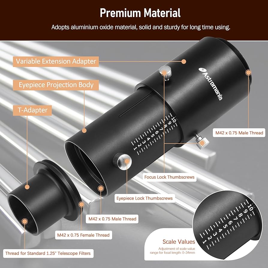 Astromania 1.25?&quot;ユニバーサルt-adapter???Primeフォーカス写真用 dwos6rj Amazon.com : Astromania Telescope Photo Adapters, Metal