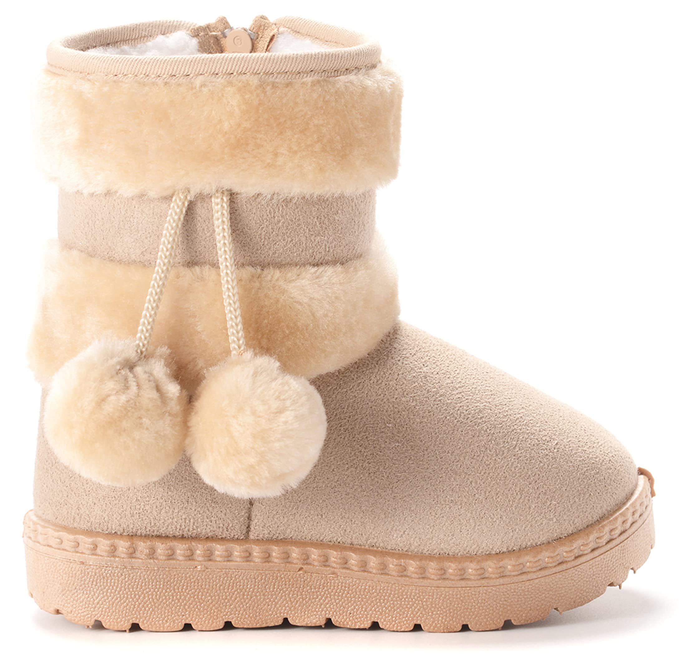 Filles Bottes de Neige Antidérapant Sole Souple Bottes d'hiver Bébé Fourrure Doublé Antidérapant Chaud Bottines / 152 Beige 20 EU = Étiquette 21