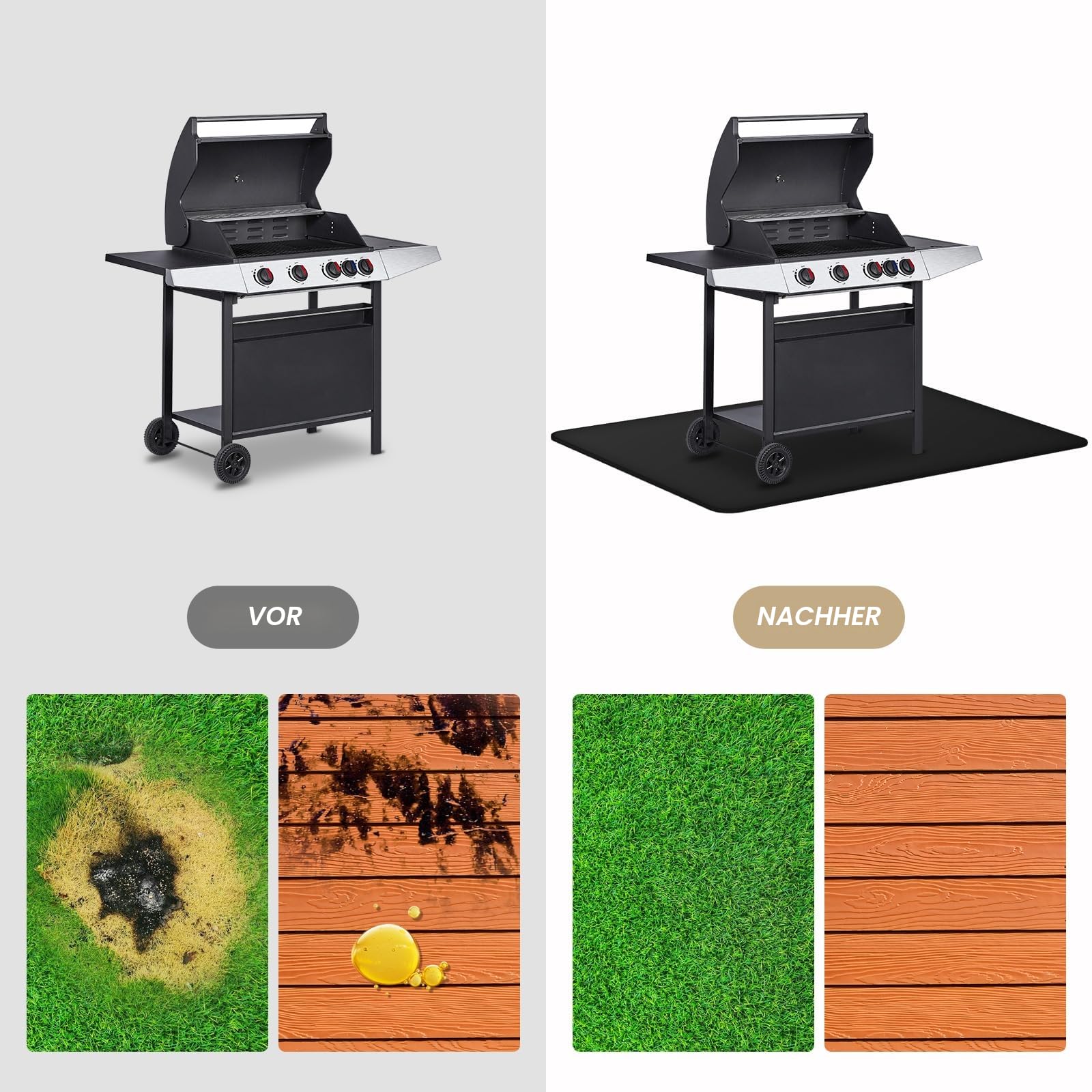 100x150 cm Feuerfeste Unterlage, Hitzeschutzmatte, Antihaft-Material Bodenschutzmatte, Grill Matten, Bodenmatte Feuerstellenmatte Outdoor BBQ Matte für Gasgrill Holzkohlegrill