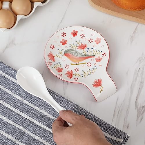 Miniatura 4 de Magclay Soporte de cuchara pintado a mano, soporte de cuchara de cerámica de 5.5 pulgadas para estufa y encimera de cocina, soporte para utensilios