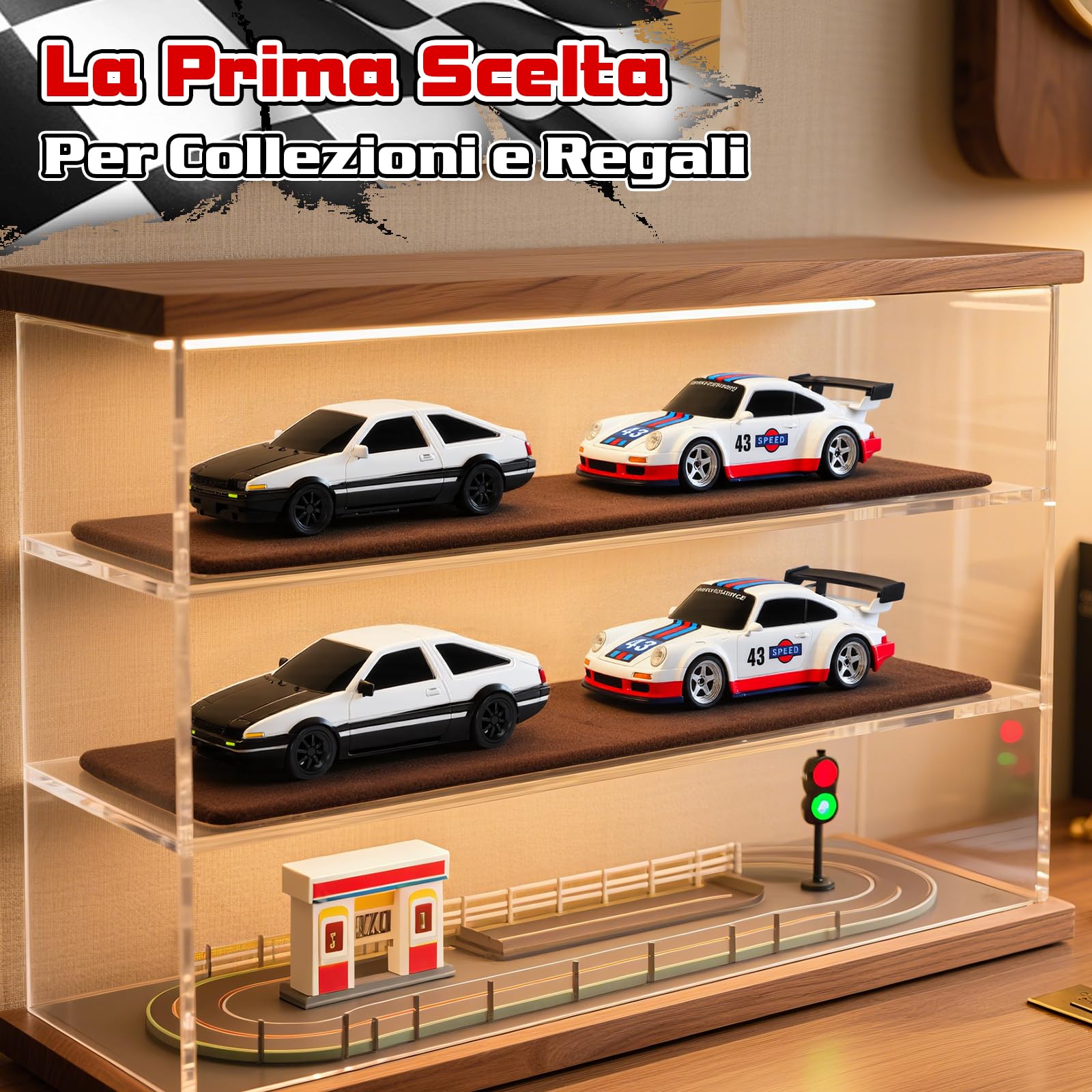 Joellfuner Macchina Telecomandata Drift, 1:43 Mini RC Drift Car, Auto Telecomandata, Micro Macchina Telecomandata con Luce LED, 15km/h, Auto Giocattolo per Bambini di 14 Anni (Standard)