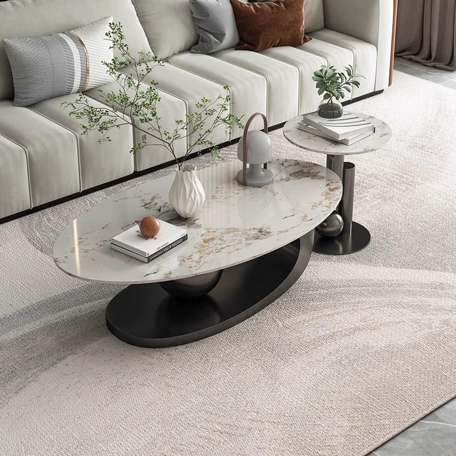 Tavolino da caffè in Marmo di Lusso con Staffa in Metallo Dorato e Piano in Pietra - Stile Elegante, Design Unico, Facile da Pulire
