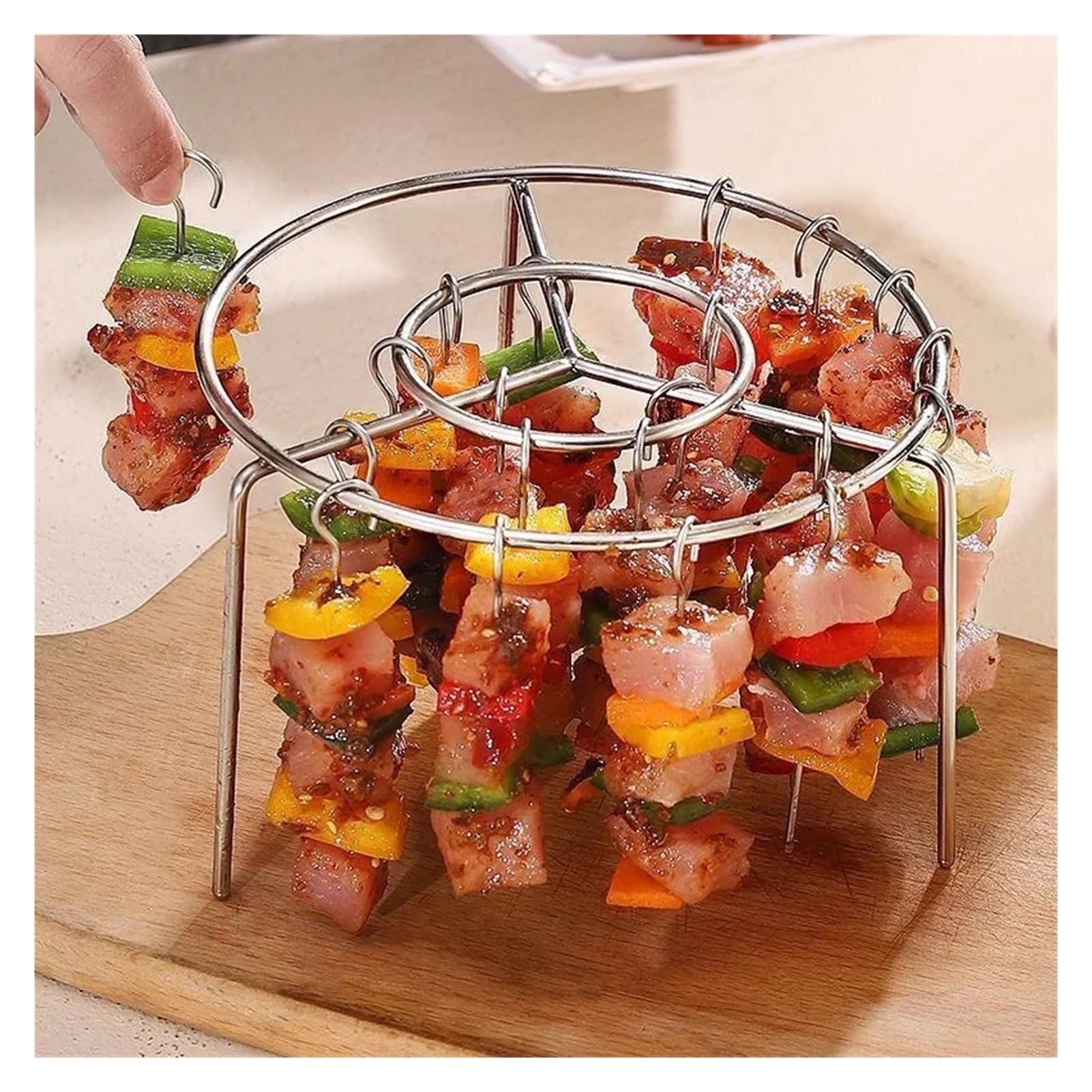 Accesorio para freidora de Aire: Rejilla de Acero Inoxidable para Barbacoa de 3 Niveles para Asar Carne a la perfección. Herramienta Esencial para freír y cocinar.