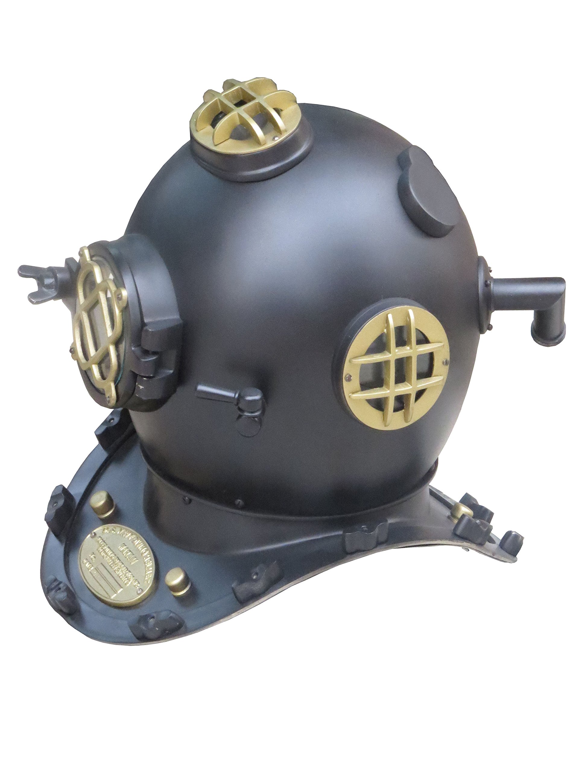 NauticalMart COLLECTABLE Vintage Black Aluminium Scuba Divers Helmet