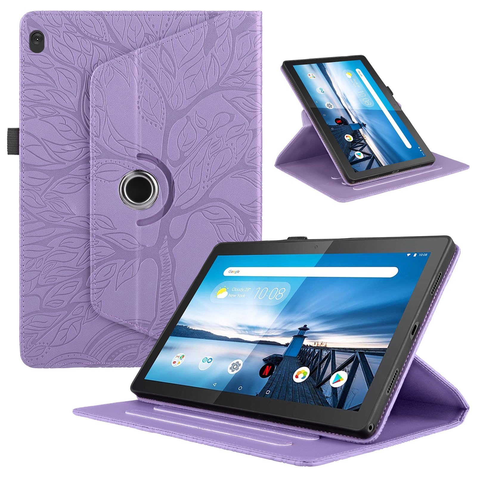 Funda para Samsung Galaxy Tab S9/ S8/ S7 11" (SM-X710/X700/T870) PU Cuero Tablets Protectora Cover 360°Carcasa Giratoria de ángulo Múltiple Stand Función Tablets Funda,Rojo Árboles — view 83
