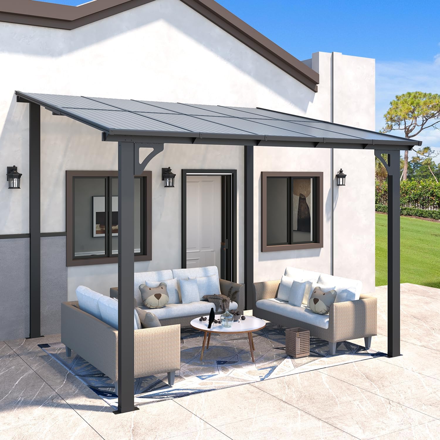 Amazon.com : AECOJOY 10' x 8' Gazebo for Patio, Small Wall-Mounted Lean ...