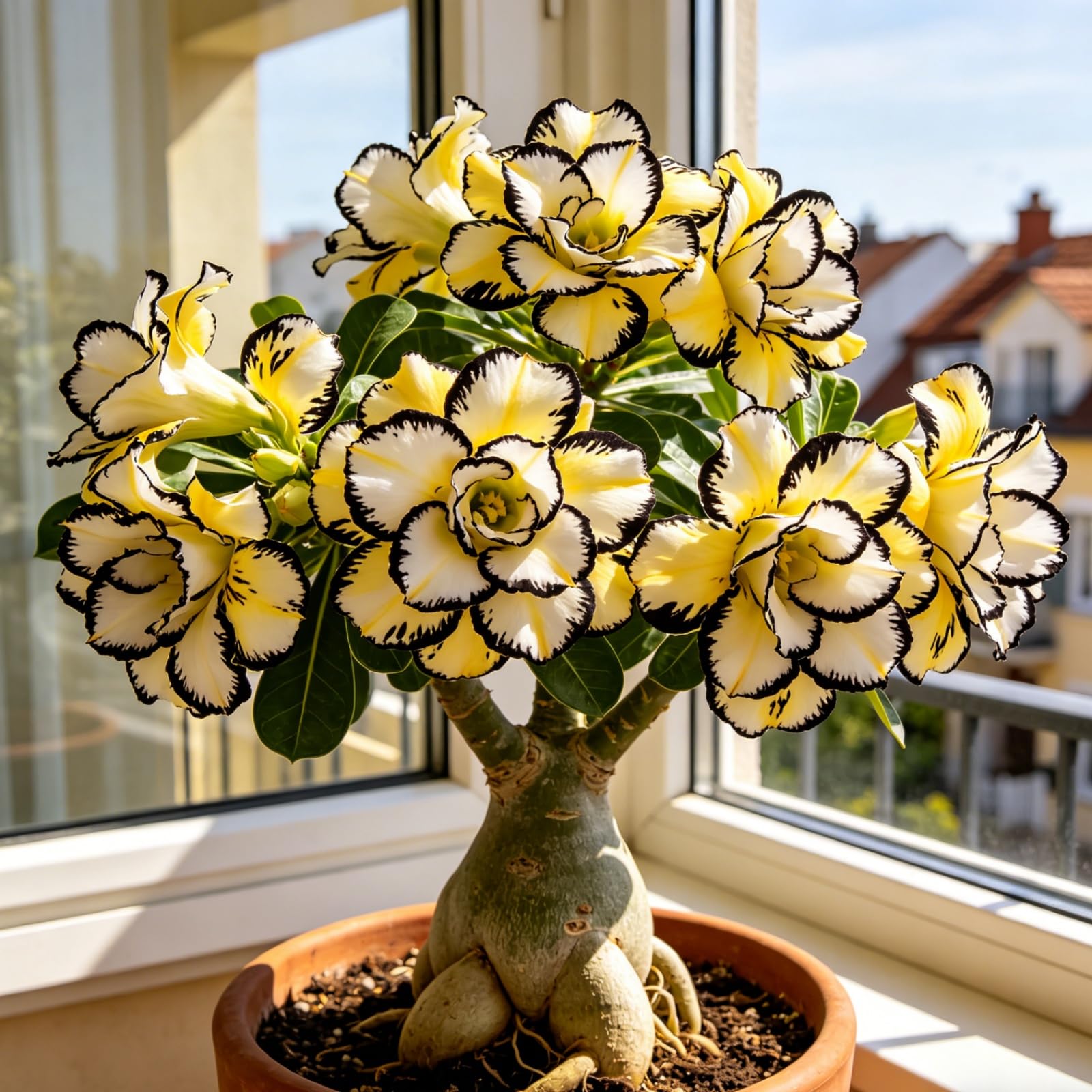 Rosa del Deserto-Resistenti Perenne,Esotica tropicale,Splendide decorazioni da giardino,Adatta ai principianti,Adatto per uso interno ed esterno-4Rizomi-F