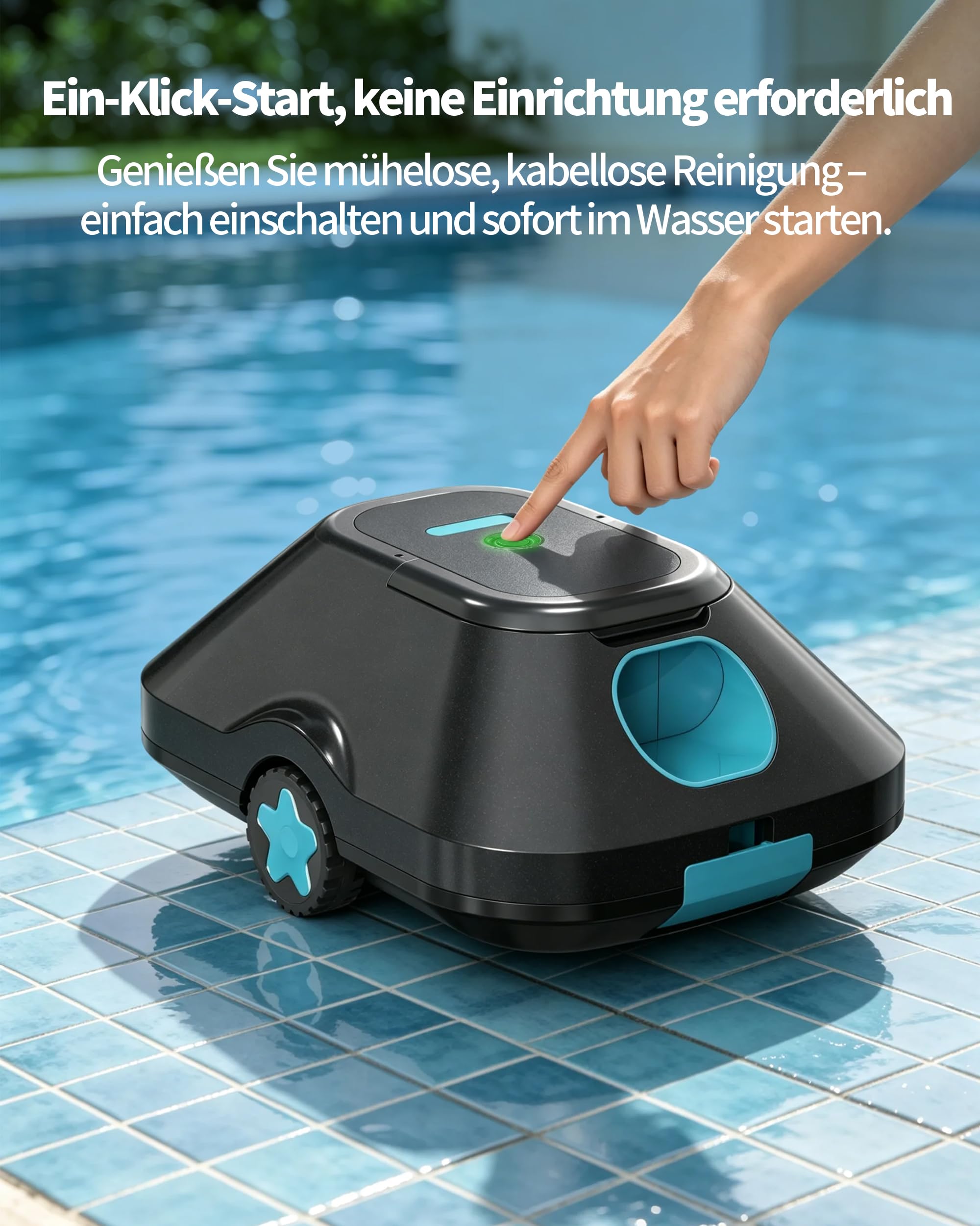 2026 Update Poolroboter,Pool Roboter kabellos Akku,Poolsauger für Aufstellpool,Bis zu 210 Min. Laufzeit,Auto-Parking,Großer,Poolsauger für Aufstellpool 200m²,Cyan