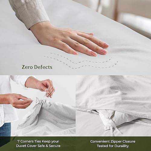 Miniatura 4 de Mayfair Linen Funda de edredón tamaño QueenMatrimonial, 600 hilos de satén de 3 piezas, juego de funda de edredón de algodón egipcio 100% puro, 2