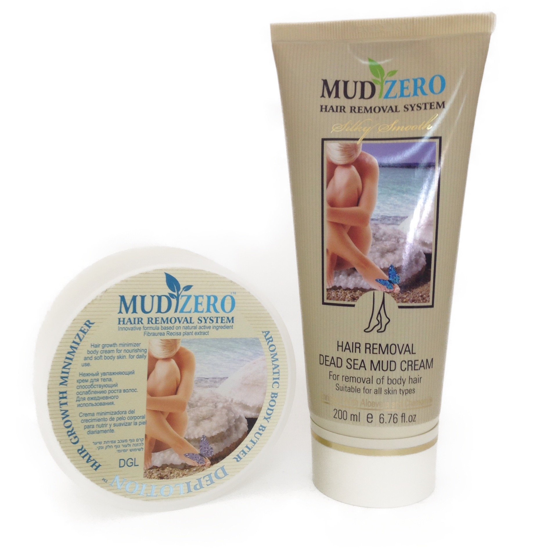 6.76 Fl.oz Each- Mudzero- Best Hair Removal Cream + Hair Growth Minimizer Cream -Set -(Pack of 2 Items) for Women.