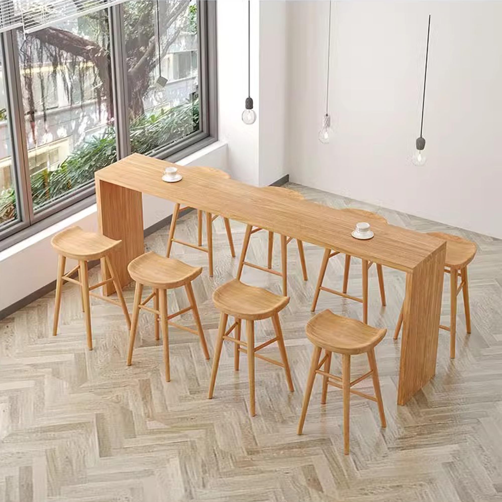 Mesa Alta de Bar de Madera para Restaurante Cocina Cafetería Comedor(120cm/47.2in)