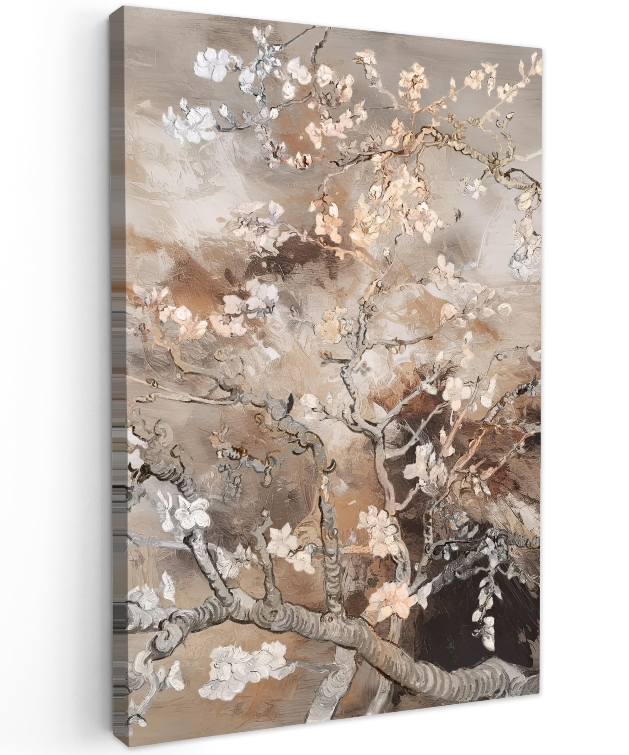 MuchoWow© Canvas Wall Art Work 8"x12" / 20x30 cm House Decoration for Living Room Home Decor Pictures Walls Almond Blossom - Art - Van Gogh - Beige - Abstract — image 1