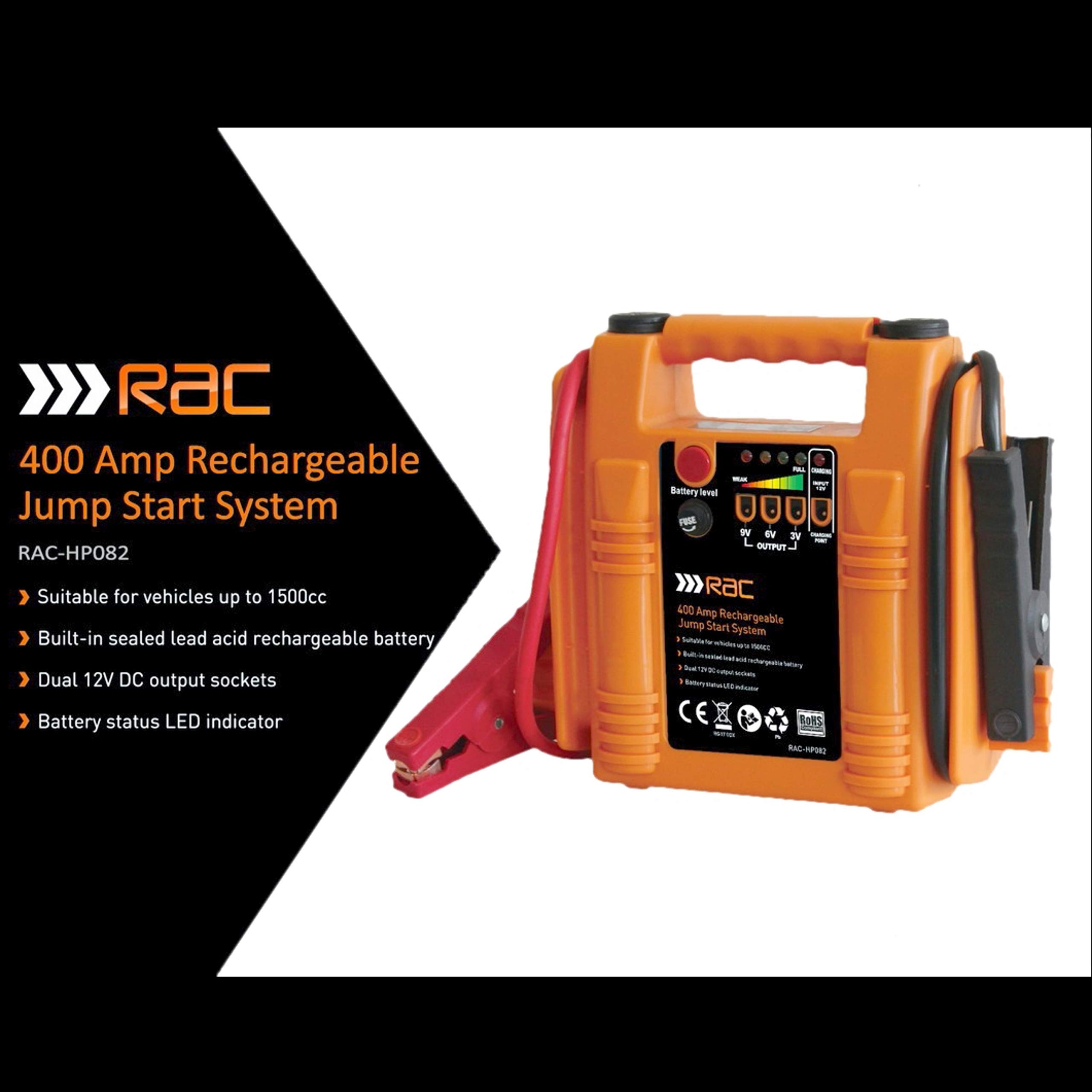 RAC 400 Amp Rechargeable Jump Start System HP082 For Car Batteries up