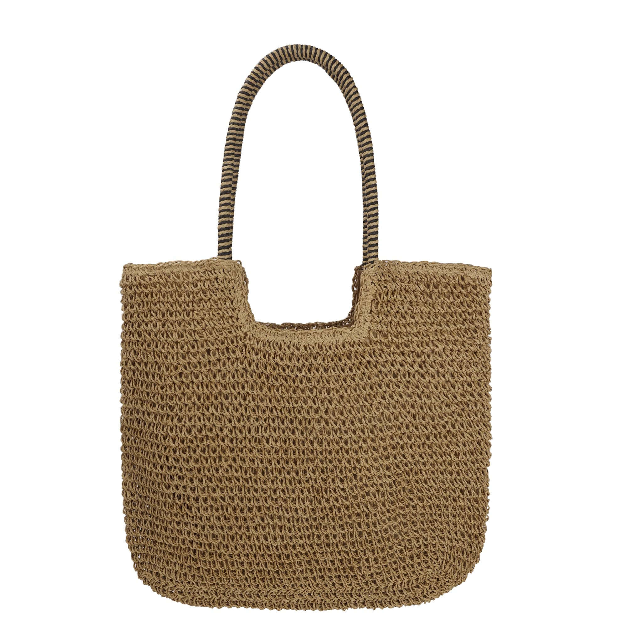 Women Large Straw Beach Bag Handmade Woven Shoulder Bags Hobo Tote Handbag Purse for Summer(B-Brown)