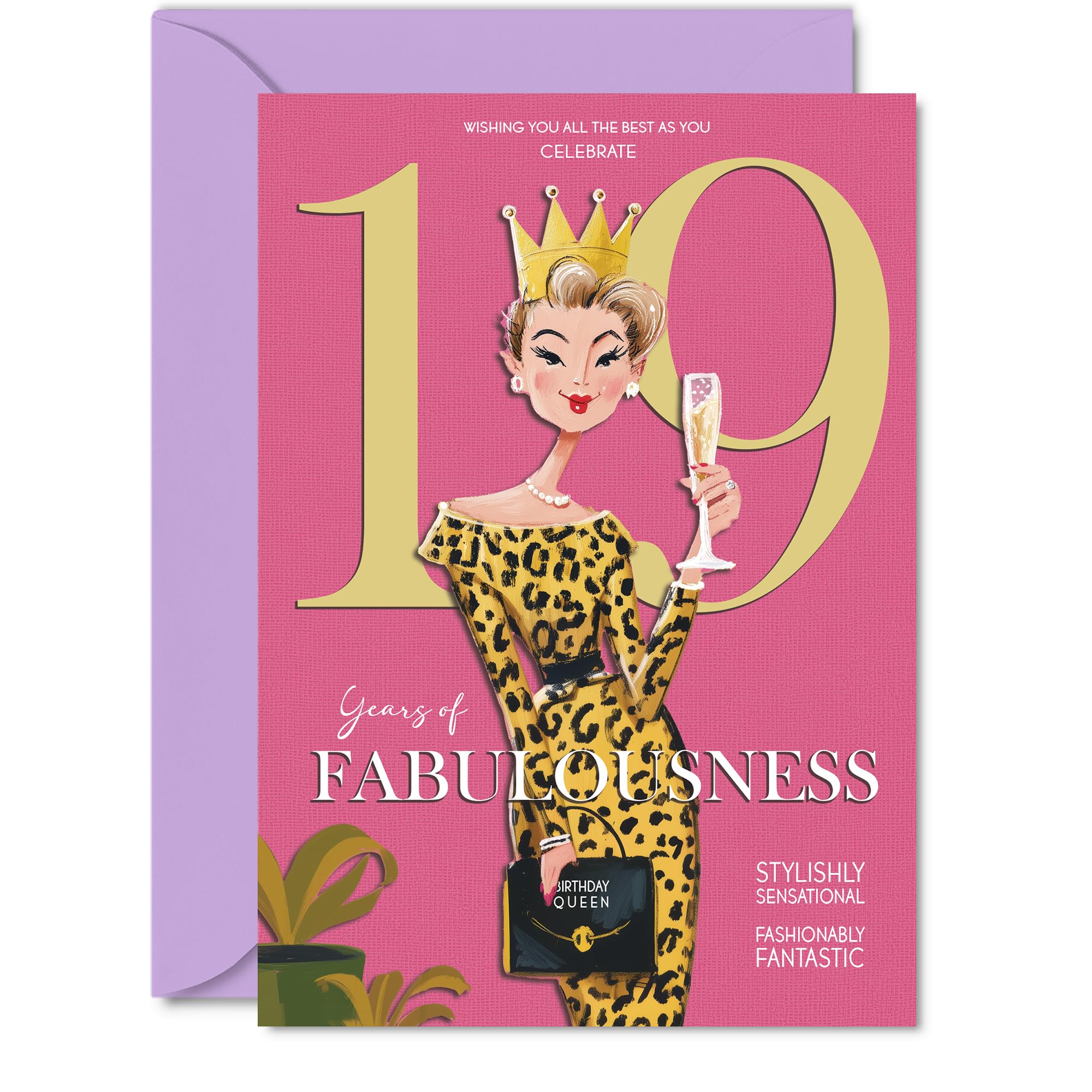 19th Birthday Cards for Women - Years Of Fabulousness - Happy Birthday Card for 19 Year Old Woman Granddaughter Daughter Friend Sister, 5x7 Inch Bday Greeting Cards