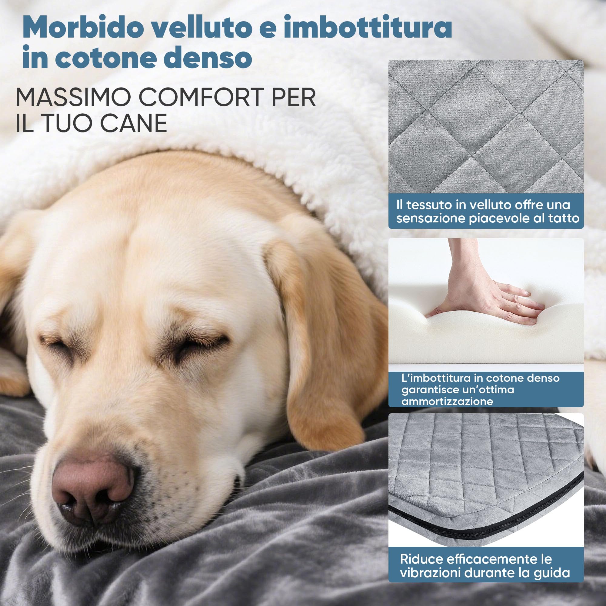 Trasportino per Cani Auto per Piccola Taglia, Lavabile e Confortevole Seggiolino Auto per Cani con Borsa di Archiviazione e Cintura di Sicurezza, per Sedili Anteriori e Posteriori - 45x40x34 cm
