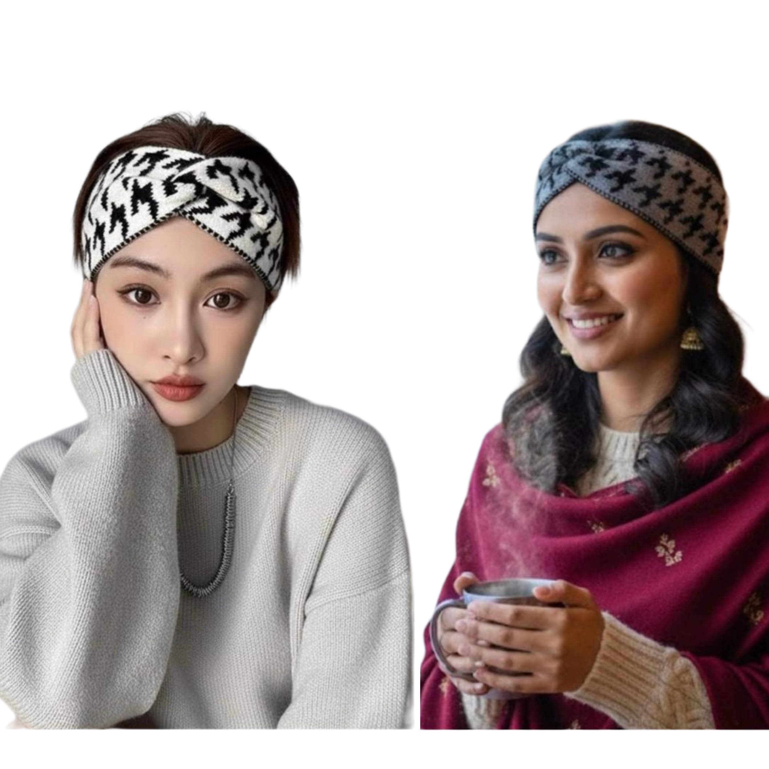 Future Tabs Reversible Headband - Combo |Two Sides Unisex Winter Headbands | Non-Slip Soft Elastic Sweatbands for Men and Women | Soft, Stylish Winter Ear Warmer for Gym & Jogging - Pack of 2-image-39