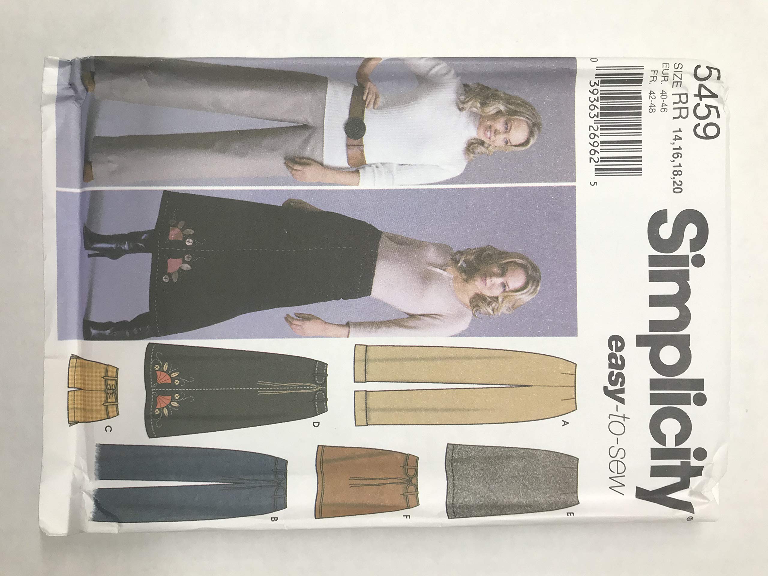 Patron Simplicity 5459 de pantalon, jupe et short facile avec instructions illustrées