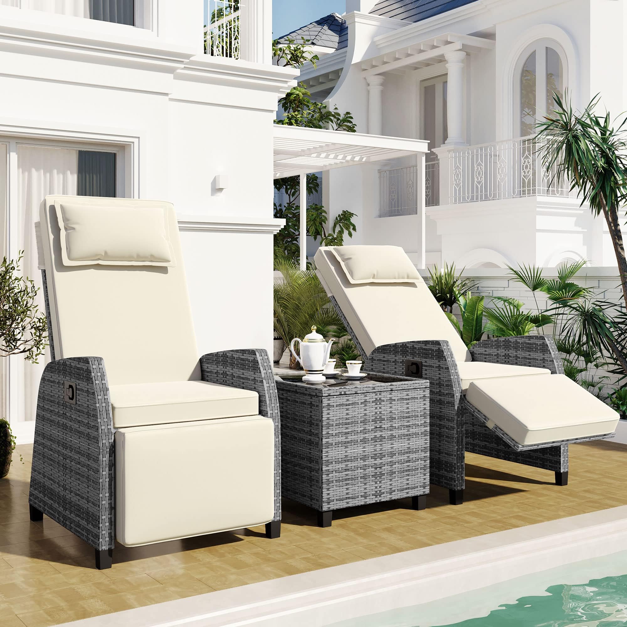 Amazon.com : VUYUYU 5PCS Outdoor Wicker Chaise Lounge Chair - Rattan