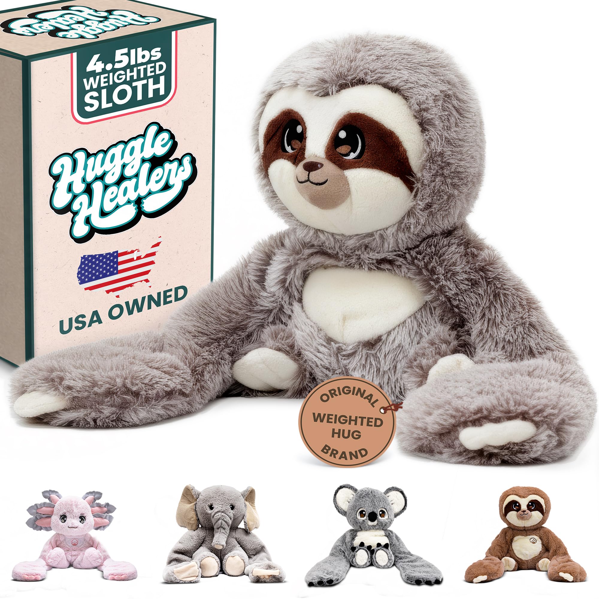 Weighted Stuffed Animals for Adults, Teens and Kids - 40 Inch Long Plush Arms for Hugs - 4.5lb Sloth Stuffed Animal Plushies - Marshmallow Sloth