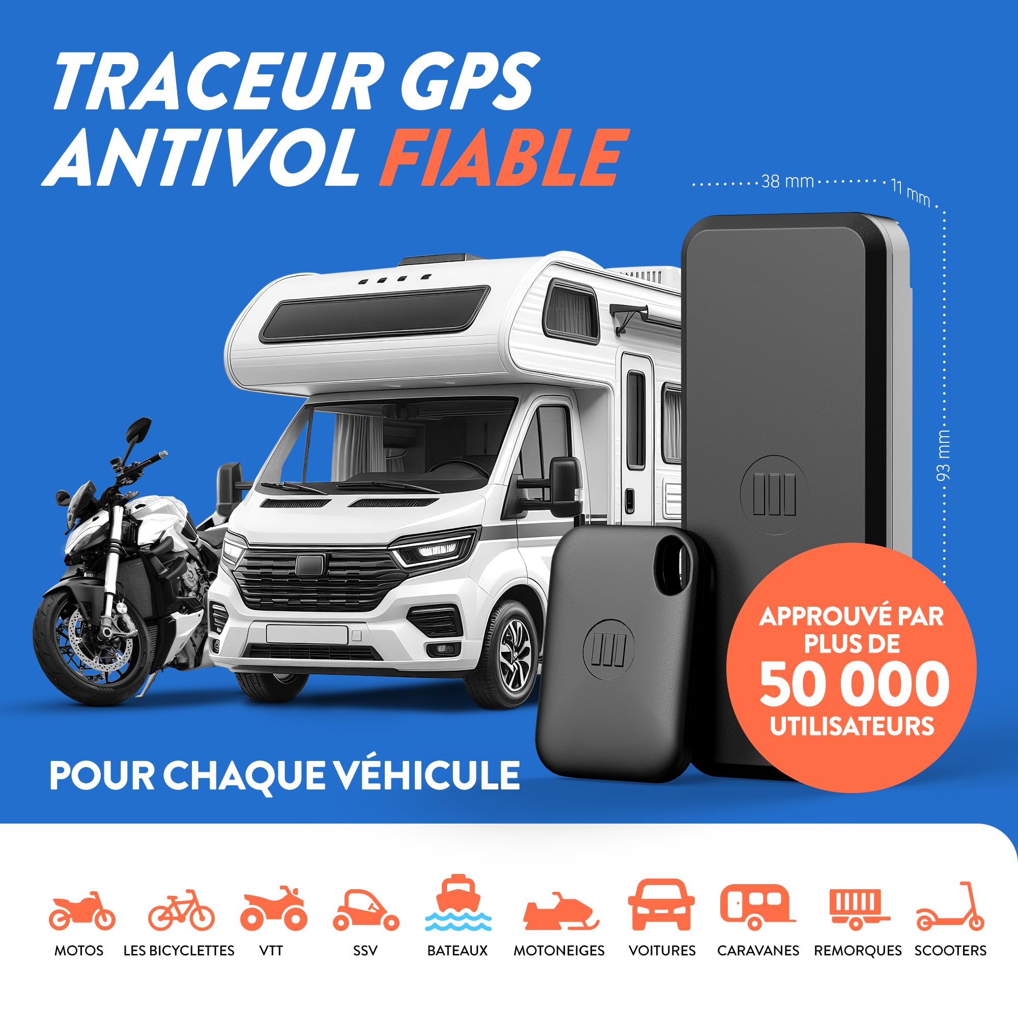 Monimoto 9 Anti-Theft GPS et Tracker d'Alarme - Installation DIY, sans Câblage, Étanche, Couverture Mondiale - pour Véhicules, Motos, Voitures, Vélos, Quads, Moteurs de Bateaux, Caravanes