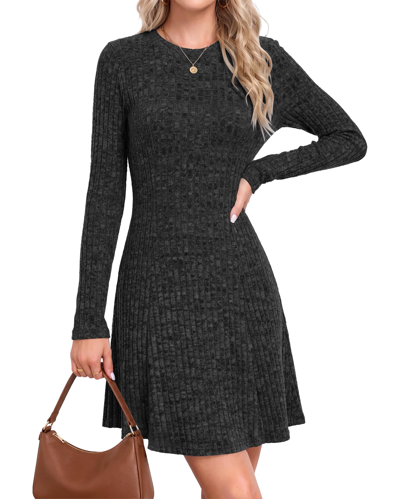 AUSELILY Damen Langarm Pulloverkleid